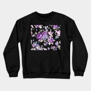 purple flowers pattern Crewneck Sweatshirt